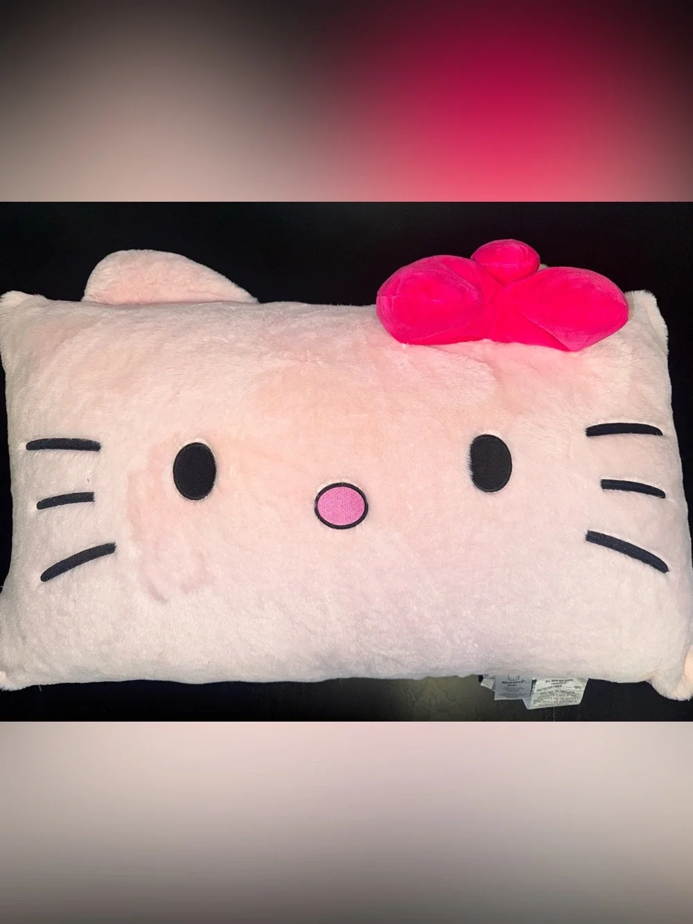 XL Pink Plush Character Pillow with Hot Pink Bow